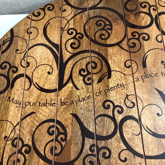 Mary & Martha solid wood round Lazy Susan. 23"circumference,Brown & Dark Brown. - Picture 2 of 7